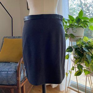 NWOT Club Monaco Grey Leather Trim Hi Low Skirt